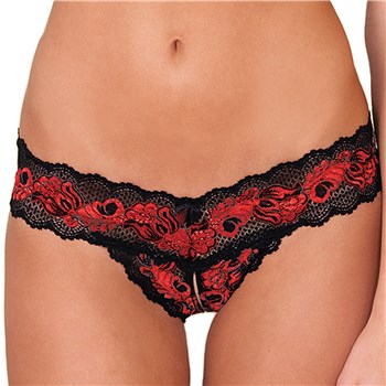 Crotchless Lace V-Thong